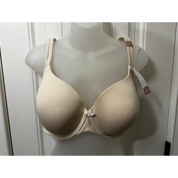 Lane Bryant Cacique 42D Lightly Lined T-Shirt Beige Bra Underwire Molded Cups - Picture 2 of 13